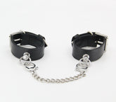 Love In Leather Silver Tip Leather Wrist Cuffs - Default Title - Cuffs And Restraints